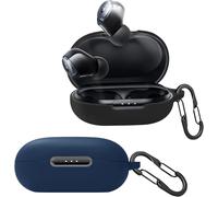 Housse En Silicone Liquide Compatible Soundcore Space A40 Avec 2 Mousquetons Ultrafine Antichoc Pour Boîtier D'écouteurs Bluetooth Noir Et Bleu