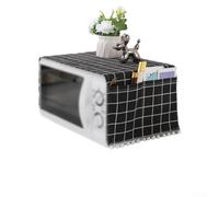 Housse en tissu anti-éclaboussures pour micro-ondes avec sacs de rangement pour ustensiles - Décoration de maison et de bureau Beige 30 x 90 cm (noir)