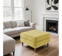 Housse en velours extensible pour ottoman, housse antidérapante avec attaches élastiques, compatible avec pouf carré et tabouret de rangement pliable (citron, carré, taille M)