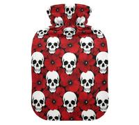 Housse en velours lavable pour conserver la chaleur - Poche d'eau chaude pour l'hiver froid | Bouillotte de 6 heures de rétention de la chaleur pour l'hiver, motif tête de mort, fleur