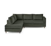 Housse en velours pour canapé déhoussable Jake d'angle gauche 5 places - Vert