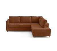 Housse en velours texturé pour canapé déhoussable Jake d'angle droit 5 places - Rouille