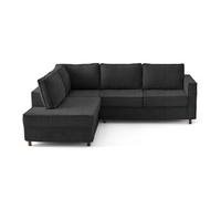 Housse en velours texturé pour canapé déhoussable Jake d'angle gauche 5 places - Gris Anthracite