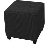 Housse Épaisse Élastique Jacquard pour Pouf Carré, Housse de Protection Lavable à Fond Élastique, Couverture Molletonnée pour Repose-Pieds de Salon et Chambre(K,2pack)