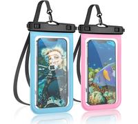 Housse Étanche Universelle 6,8 Pouces (Lot De 2) Ipx8 ¿ Pochette Sous-Marine Pour Iphone 14/13/12/11 Pro Max, Galaxy S22/S21, Huawei ¿ Rose Et Bleu Avec Cordon