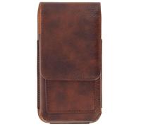Housse Etui Ceinture Vertical Cuir Smartphone Taille XXL - Marron