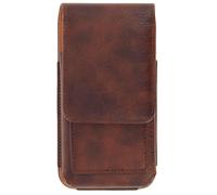 Housse Etui Ceinture Vertical Cuir Smartphone Taille XXL - Marron