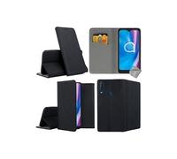 Housse etui coque pochette portefeuille pour Alcatel 3X (2019) + film ecran - NOIR MAGNET -