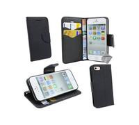 Housse etui coque pochette portefeuille pour Apple iPhone SE (2020) + verre trempe - NOIR / NOIR -