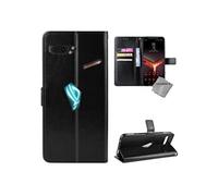 Housse etui coque pochette portefeuille pour Asus Rog Phone II ZS660KL + verre trempe - NOIR -