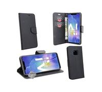 Housse etui coque pochette portefeuille pour Huawei Mate 20 Pro + verre trempe - NOIR / NOIR -