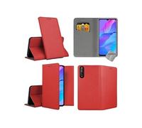 Housse etui coque pochette portefeuille pour Huawei P Smart S / Y8p + film ecran - ROUGE MAGNET -