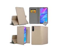 Housse etui coque pochette portefeuille pour Huawei P Smart S / Y8p + verre trempe - OR MAGNET -