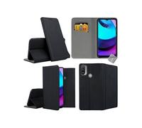 Housse etui coque pochette portefeuille pour Motorola Moto E20 / E30 / E40 + verre trempe - NOIR MAGNET -