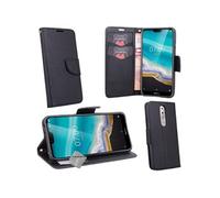 Housse etui coque pochette portefeuille pour Nokia 7.1 (2018) + verre trempe - NOIR / NOIR -