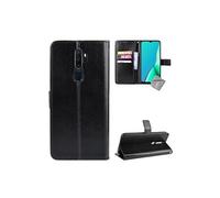 Housse etui coque pochette portefeuille pour Oppo A5 (2020) + verre trempe - NOIR -