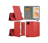 Housse etui coque pochette portefeuille pour Realme C11 2021 + verre trempe - ROUGE MAGNET -