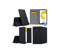 Housse etui coque pochette portefeuille pour Realme C21 + film ecran - NOIR MAGNET -