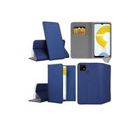 Housse etui coque pochette portefeuille pour Realme C21 + verre trempe - BLEU MAGNET -
