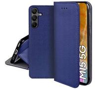 Housse etui coque pochette portefeuille pour Samsung Galaxy M15 5G + film ecran - BLEU MAGNET