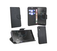 Housse etui coque pochette portefeuille pour Sony Xperia L3 + film ecran - NOIR / NOIR -
