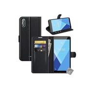 Housse etui coque pochette portefeuille pour Wiko Y51 + film ecran - NOIR -