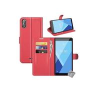 Housse etui coque pochette portefeuille pour Wiko Y51 + film ecran - ROUGE -