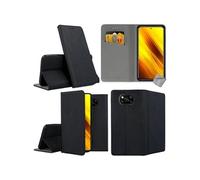 Housse etui coque pochette portefeuille pour Xiaomi Poco X3 NFC + film ecran - NOIR MAGNET -