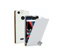 Housse etui coque pochette PU cuir fine pour Archos 55 Diamond Selfie Lite + film ecran - BLANC -