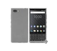 Housse etui coque pochette silicone gel fine pour Blackberry Key2 LE + film ecran - BLANC TRANSPARENT -