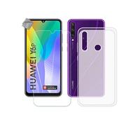 Housse etui coque pochette silicone gel fine pour Huawei Y6p + film ecran - BLANC TRANSPARENT -