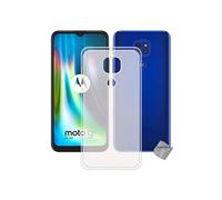 Housse etui coque pochette silicone gel fine pour Motorola Moto E7 Plus + film ecran - BLANC TRANSPARENT -