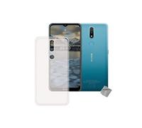 Housse etui coque pochette silicone gel fine pour Nokia 2.4 + film ecran - BLANC TRANSPARENT -