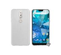 Housse etui coque pochette silicone gel fine pour Nokia 7.1 (2018) + verre trempe - BLANC TRANSPARENT -