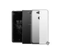 Housse etui coque pochette silicone gel fine pour Sony Xperia XA2 Plus + film ecran - BLANC TRANSPARENT -