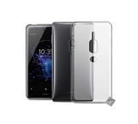 Housse etui coque pochette silicone gel fine pour Sony Xperia XZ2 Premium + film ecran - BLANC TRANSPARENT -