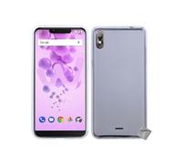Housse etui coque pochette silicone gel fine pour Wiko View 2 Go + film ecran - BLANC TRANSPARENT -