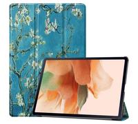 Housse Etui Coque Pochette Simili Cuir Pour Samsung Galaxy Tab S7 Fe / S7 Plus / S8 Plus T730 / T736 / X800 / X806 (12,4 Pouces) - Fleurs