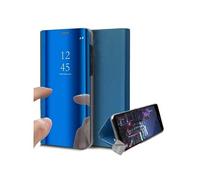 Housse etui coque portefeuille clear view pour Huawei P Smart S / Y8p + verre trempe - BLEU -
