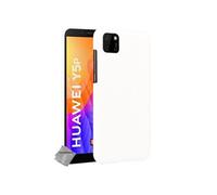 Housse etui coque rigide simili cuir crocodile pour Huawei Y5p + verre trempe - BLANC -