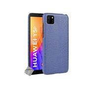 Housse etui coque rigide simili cuir crocodile pour Huawei Y5p + verre trempe - BLEU FONCE -