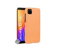 Housse etui coque rigide simili cuir crocodile pour Huawei Y5p + verre trempe - ORANGE -