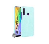 Housse etui coque rigide simili cuir crocodile pour Huawei Y6p + film ecran - BLEU CLAIR -