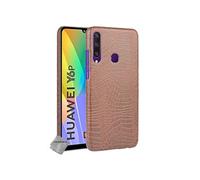 Housse etui coque rigide simili cuir crocodile pour Huawei Y6p + film ecran - MARRON -