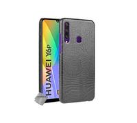 Housse etui coque rigide simili cuir crocodile pour Huawei Y6p + film ecran - NOIR -