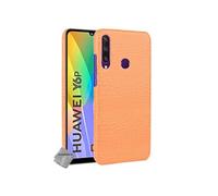 Housse etui coque rigide simili cuir crocodile pour Huawei Y6p + film ecran - ORANGE -