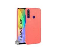 Housse etui coque rigide simili cuir crocodile pour Huawei Y6p + film ecran - ROUGE -