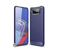 Housse etui coque silicone gel carbone pour Asus Zenfone 7 ZS670KS / 7 Pro ZS671KS + verre trempe - BLEU FONCE -