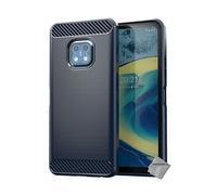 Housse etui coque silicone gel carbone pour Nokia XR20 5G + film ecran - BLEU FONCE -
