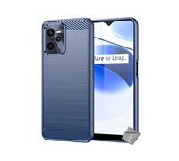 Housse etui coque silicone gel carbone pour Realme C35 / Narzo 50A Prime + verre trempe - BLEU FONCE -